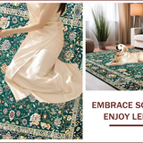 Ultra Soft Area Rug, Non Slip, Stain Resistant, Washable Area Rugs for Living Room, Bedroom, Eclectic Vintage Floral Arrangement(Green)