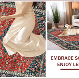 Ultra Soft Area Rug, Non Slip, Stain Resistant, Washable Area Rugs for Living Room, Bedroom, Boho Oriental Low-Pile(Red)