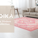 Ultra Soft Area Rug, Non Slip, Stain Resistant, Washable Area Rugs for Living Room, Bedroom, Stylish Distressed Decorative Pattern(Pink)