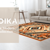 Ultra Soft Area Rug, Non Slip, Stain Resistant, Washable Area Rugs for Living Room, Bedroom, Elegant Organic Shape Motif(Orange)