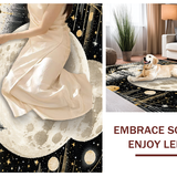 Ultra Soft Area Rug, Non Slip, Stain Resistant, Washable Area Rugs for Living Room, Bedroom, Trendy Half Moon Textile Art(Gold)