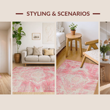 Ultra Soft Area Rug, Non Slip, Stain Resistant, Washable Area Rugs for Living Room, Bedroom, Playful Whimsical Diamond Design(Pink)