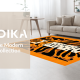 Ultra Soft Area Rug, Non Slip, Stain Resistant, Washable Area Rugs for Living Room, Bedroom, Exotic Striped Animal Motif(Orange)