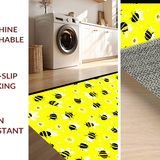 Ultra Soft Area Rug, Non Slip, Stain Resistant, Washable Area Rugs for Living Room, Bedroom, Playful Circular Bee Motif(Yellow)