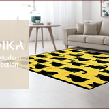 Ultra Soft Area Rug, Non Slip, Stain Resistant, Washable Area Rugs for Living Room, Bedroom, Contemporary Black Cat Aesthetic(Yellow)