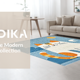 Ultra Soft Area Rug, Non Slip, Stain Resistant, Washable Area Rugs for Living Room, Bedroom, Cutesy Feline Character Design(Blue)