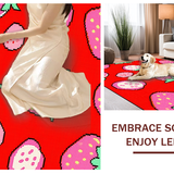Ultra Soft Area Rug, Non Slip, Stain Resistant, Washable Area Rugs for Living Room, Bedroom, Eclectic Colorful Fruit Fusion(Red)