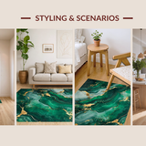 Ultra Soft Area Rug, Non Slip, Stain Resistant, Washable Area Rugs for Living Room, Bedroom, Striking Geometric Emerald Elegance(Green)