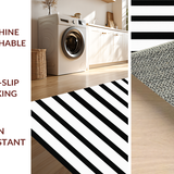 Ultra Soft Area Rug, Non Slip, Stain Resistant, Washable Area Rugs for Living Room, Bedroom, Monochrome Cabana Striped Woven Rug for Entryway Chic Home Decor(Black)