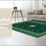 Ultra Soft Area Rug, Non Slip, Stain Resistant, Washable Area Rugs for Living Room, Bedroom, Mystical Celestial Cat(Green)