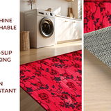 Ultra Soft Area Rug, Non Slip, Stain Resistant, Washable Area Rugs for Living Room, Bedroom, Sleek Minimalist Petal Design(Red)