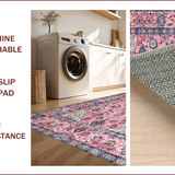 Ultra Soft Area Rug, Non Slip, Stain Resistant, Washable Area Rugs for Living Room, Bedroom, Vintage Floral Medallion Elegance(Pink)