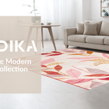 Ultra Soft Area Rug, Non Slip, Stain Resistant, Washable Area Rugs for Living Room, Bedroom, Rustic Tiled Leaf Arrangement(Pink)