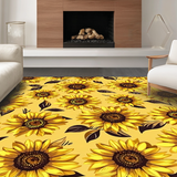 Ultra Soft Area Rug, Non Slip, Stain Resistant, Washable Area Rugs for Living Room, Bedroom, Cheerful Organic Geometry Theme(Yellow)