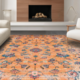 Ultra Soft Area Rug, Non Slip, Stain Resistant, Washable Area Rugs for Living Room, Bedroom, Chic Rustic Orange Blossom Pattern(Orange)