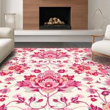 Ultra Soft Area Rug, Non Slip, Stain Resistant, Washable Area Rugs for Living Room, Bedroom, Contemporary Floral Geometry(White)
