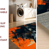 Ultra Soft Area Rug, Non Slip, Stain Resistant, Washable Area Rugs for Living Room, Bedroom, Rustic Earthy Wolf Motif(Orange)