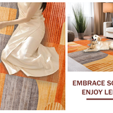 Ultra Soft Area Rug, Non Slip, Stain Resistant, Washable Area Rugs for Living Room, Bedroom, Earthy Toned Modern Artistry(Orange)
