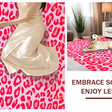 Ultra Soft Area Rug, Non Slip, Stain Resistant, Washable Area Rugs for Living Room, Bedroom, Charming Animal Print Delight(Pink)