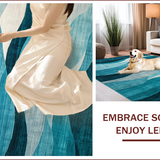 Ultra Soft Area Rug, Non Slip, Stain Resistant, Washable Area Rugs for Living Room, Bedroom, Contemporary Abstract Teal Tones(Blue)