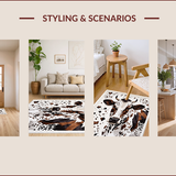 Ultra Soft Area Rug, Non Slip, Stain Resistant, Washable Area Rugs for Living Room, Bedroom, Rustic Faux Cowhide Decor for Small Spaces(White)
