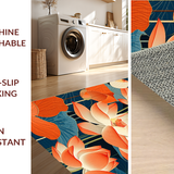 Ultra Soft Area Rug, Non Slip, Stain Resistant, Washable Area Rugs for Living Room, Bedroom, Eclectic Colorful Floral Display(Orange)