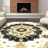 Ultra Soft Area Rug, Non Slip, Stain Resistant, Washable Area Rugs for Living Room, Bedroom, Dynamic Symmetrical Flourish(Gold)