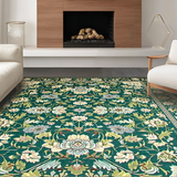 Ultra Soft Area Rug, Non Slip, Stain Resistant, Washable Area Rugs for Living Room, Bedroom, Stunning Rich Botanical Accents(Green)