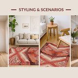 Ultra Soft Area Rug, Non Slip, Stain Resistant, Washable Area Rugs for Living Room, Bedroom, Stylish Textured Natural Palette(Red)