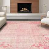 Ultra Soft Area Rug, Non Slip, Stain Resistant, Washable Area Rugs for Living Room, Bedroom, Aesthetic Bow Design Scalloped Border Rug(Pink)