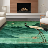 Ultra Soft Area Rug, Non Slip, Stain Resistant, Washable Area Rugs for Living Room, Bedroom, Refreshing Earthy Tones Optical Play(Green)