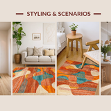 Ultra Soft Area Rug, Non Slip, Stain Resistant, Washable Area Rugs for Living Room, Bedroom, Stylish Contemporary Ink Wash Art(Orange)