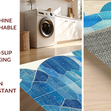 Ultra Soft Area Rug, Non Slip, Stain Resistant, Washable Area Rugs for Living Room, Bedroom, Azure Reef Impression Rug with Abstract Turtle and Flowing Oceanic Lines(Blue)