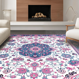 Ultra Soft Area Rug, Non Slip, Stain Resistant, Washable Area Rugs for Living Room, Bedroom, Elegant Ogee Inspired Composition(White)