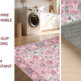 Ultra Soft Area Rug, Non Slip, Stain Resistant, Washable Area Rugs for Living Room, Bedroom, Serene Cottage Chic Design(Pink)