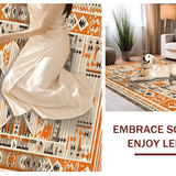 Ultra Soft Area Rug, Non Slip, Stain Resistant, Washable Area Rugs for Living Room, Bedroom, Sophisticated Lattice Design with Warm Hues(Orange)