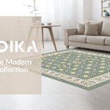 Ultra Soft Area Rug, Non Slip, Stain Resistant, Washable Area Rugs for Living Room, Bedroom, Modern Ivory Symmetrical Theme(Gray)