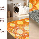 Ultra Soft Area Rug, Non Slip, Stain Resistant, Washable Area Rugs for Living Room, Bedroom, Cheerful Vibrant Sun Motif(Yellow)