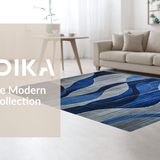 Ultra Soft Area Rug, Non Slip, Stain Resistant, Washable Area Rugs for Living Room, Bedroom, Bold Geometric Layered Visuals(Blue)