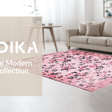 Ultra Soft Area Rug, Non Slip, Stain Resistant, Washable Area Rugs for Living Room, Bedroom, Stylish Fluffy Rose Design(Pink)