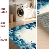 Ultra Soft Area Rug, Non Slip, Stain Resistant, Washable Area Rugs for Living Room, Bedroom, Fouiunler Octopus Maze Rug Runner Surreal Whale Illusion Ocean Graphic(Blue)