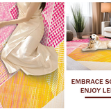 Ultra Soft Area Rug, Non Slip, Stain Resistant, Washable Area Rugs for Living Room, Bedroom, Delicate Modern Lattice Aesthetic(Yellow)