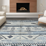 Ultra Soft Area Rug, Non Slip, Stain Resistant, Washable Area Rugs for Living Room, Bedroom, Sleek Modern Gray Patterned Design(Blue)