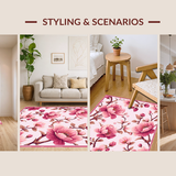 Ultra Soft Area Rug, Non Slip, Stain Resistant, Washable Area Rugs for Living Room, Bedroom, Vibrant Cheerful Garden Pattern(Pink)