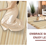 Ultra Soft Area Rug, Non Slip, Stain Resistant, Washable Area Rugs for Living Room, Bedroom, Sophisticated Scalloped Detail Accent(Beige)
