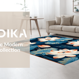 Ultra Soft Area Rug, Non Slip, Stain Resistant, Washable Area Rugs for Living Room, Bedroom, Rustic Tropical Print Fusion(Blue)