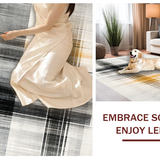 Ultra Soft Area Rug, Non Slip, Stain Resistant, Washable Area Rugs for Living Room, Bedroom, Noir Et Blanc: Striped Woven Rug, Classic Look(Gray)
