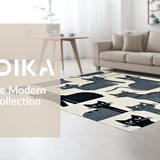 Ultra Soft Area Rug, Non Slip, Stain Resistant, Washable Area Rugs for Living Room, Bedroom, Charming Cartoon Cat Silhouette(Gray)