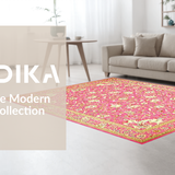 Ultra Soft Area Rug, Non Slip, Stain Resistant, Washable Area Rugs for Living Room, Bedroom, Rustic Ethnic Pattern Composition(Pink)