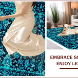 Ultra Soft Area Rug, Non Slip, Stain Resistant, Washable Area Rugs for Living Room, Bedroom, Boho Distressed Navy Teal Living Room Rug(Blue)